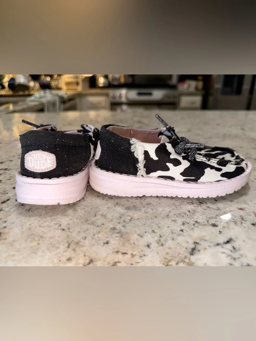 Hey Dude - Toddler Cow Print & Pink Sole